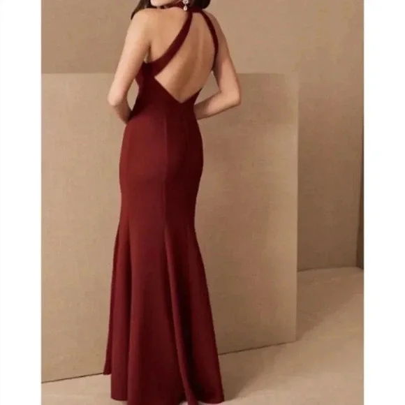 NWT Anthropologie BHLDN Montreal Formal Halter Maxi Dress Red - Picture 9 of 10